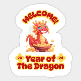 Welcome! Year of the Dragon: Playful Chinese Dragon in Treasured Colors Sticker